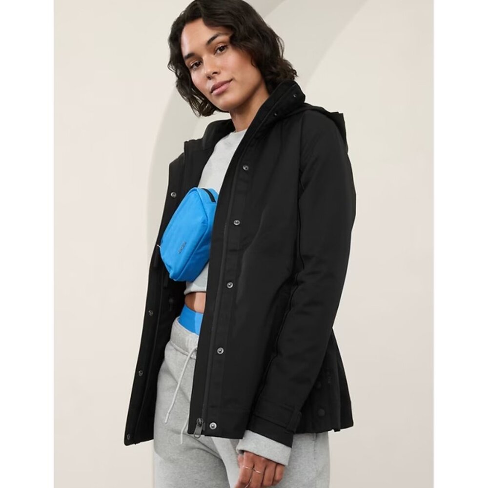ATHLETA S RainOut Sutro Trench Jacket Small Black